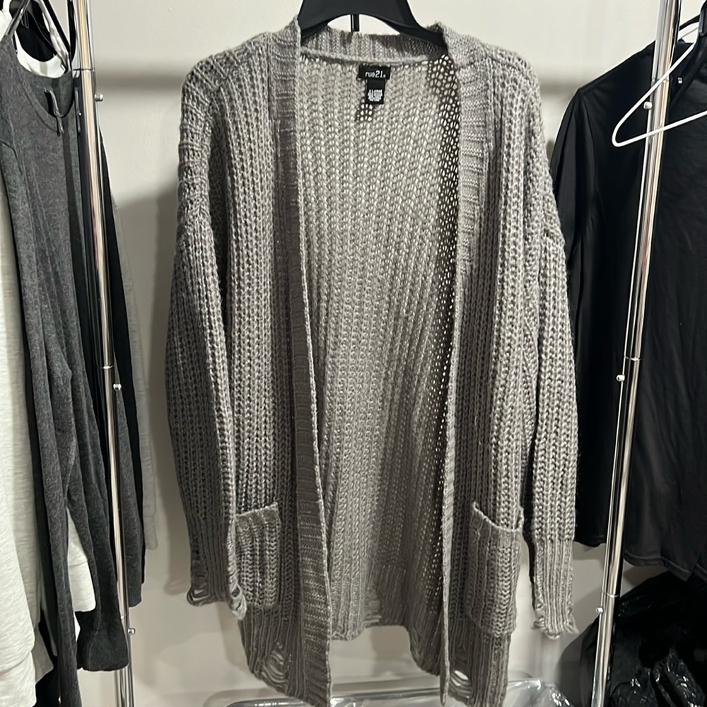 Grey distressed cardigan
